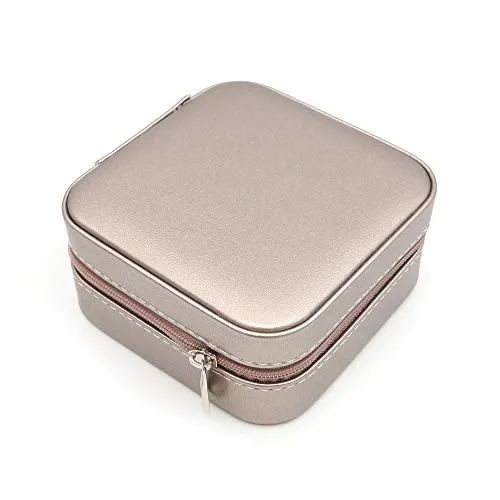 Shiwaki Schmuckschatulle, Kunstleder Schmucketui, Schmuck Aufbewahrungskoffer für Ringe, Ohrringe, Halskette, Armb?nder Organizer Schmuck Aufbewahrungsboxen - Champagner