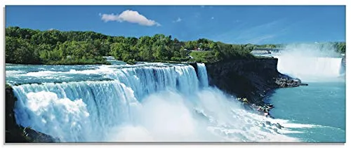 ARTland Wanddeko Glasbilder Wandbild Glas Bild einteilig 125x50 cm Querformat Natur Landschaft Wasserfall Niagara Fälle Dschungel Urwald Blau T5SG