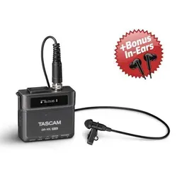Tascam DR-10L Pro Recorder mit Lavaliermikrofon & In-Ear Kopfhörern - Hochauflösender 32-Bit-Float-Audiorecorder mit Lavaliermikrofon. Ideal für unauffällige Aufnahmen, lange Betriebszeit und einfaches Handling. Inkl. Audioreparatursoftware und Bonus In-Ear Kopfhörer.