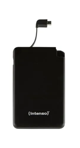 Intenso Powerbank S5000 Slim - Externes Ladegerät - Externe Handyakkus mit 5000mAh, integriertes microUSB Kabel und schnelles Aufladen dank 2.0A Ausgang. Ideal für Smartphone, Tablet und mehr!