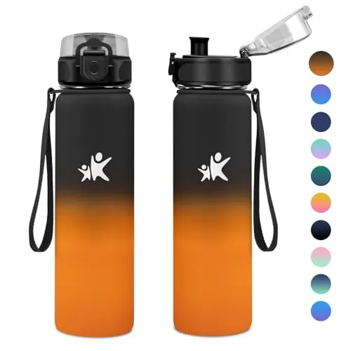 KollyKolla Trinkflasche 1L, Thermosflasche, BPA-Frei Isolierflasche, Thermoskanne Metall Auslaufsicher, Wasserflasche für Kinder, Schule, Sport, Sprudel, Fitness, Outdoor, Camping
