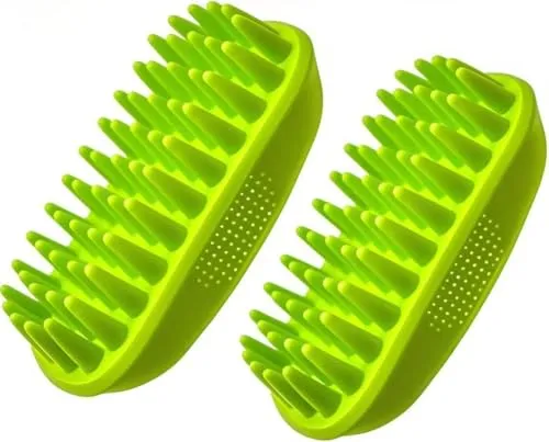 Silikon Shampoo Bürste für Hund, leicht zu reinigen Hundemassage Kamm,Soft Bath Brush Bürsten für Medium bis Long Haired Medium Large Haustiere und Cats(2 Packungen)