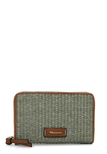 Tamaris Fernanda Zip Around Wallet Khaki - Damen-Geldbörse im gewebten Look, mit gut strukturiertem Innenleben für einfache Organisation Ihrer Finanzen. Ideal für den Alltag!