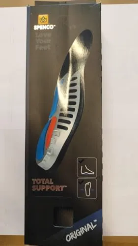 Spenco Total Support Original Insole - Ultraleichte Sohle mit 3-POD-System, halbflexibler Fußgewölbeunterstützung, tiefem Fersenbecher, antimikrobiellem Oberstoff – Ideal für Schuhe mit wenig Volumen
