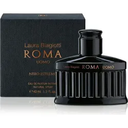 Laura Biagiotti Roma Uomo Nero Estremo Eau de Parfum Intense 40 ml - Eau de Parfum Spray mit faszinierender Duftkomposition: Frische Bergamotte trifft auf elegante Herznoten und eine warme Basis aus Vanille und Eichenmoos, inspiriert von der zeitlosen Schönheit Roms.