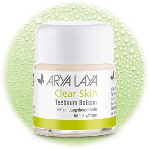 ARYA LAYA Clear Skin Teebaum Balsam, 20 ml – Intensivpflege als Maske oder Creme bei fettiger & entzündlicher Haut, mildert Juckreiz und Pickel für einen ebenmäßigen Teint, vegan