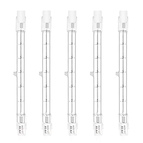 Bonlux 500W R7S Röhre 118mm Halogen Dimmbar Warmweiß 2800K Lineare R7S Stablampe 11000lm AC 220-240V für Beleuchtung zu Hause, Arbeit, Sicherheit, Stehlampe usw (5 Stück)