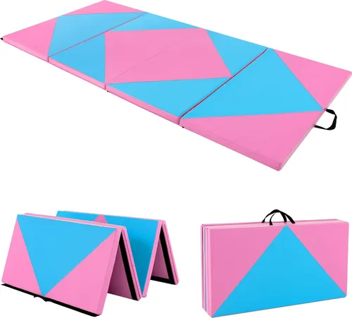 COSTWAY Klappbare Weichbodenmatte 240 x 117 cm – Rosa Gymnastikmatte - Die klappbare Weichbodenmatte ist ideal für Yoga und Fitness. Hochwertige Materialien sorgen für Komfort und Sicherheit. Leicht zu transportieren und platzsparend – perfekt für Zuhause oder im Studio!