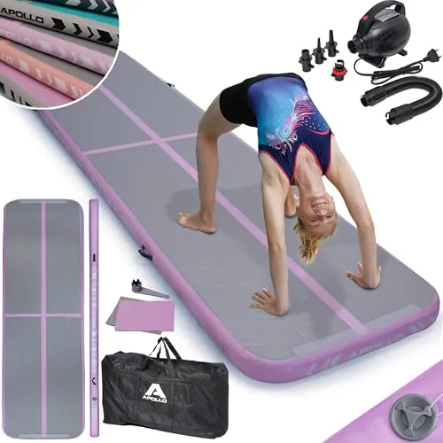 Apollo Air Mat Pro - Aufblasbare Turnmatte für Erwachsene und Kinder - Sportmatten für Gymnastik, Yoga und Pilates, dämpft Stürze und Geräusche, schnell einsatzbereit dank elektrischer Pumpe, ideal für Indoor und Outdoor.
