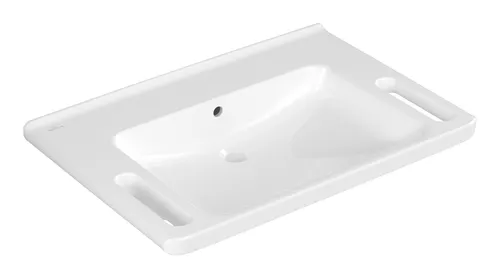 Villeroy & Boch ViCare Waschbecken 800 x 550 mm - Weiß Alpin mit CeramicPlus - Badkeramik mit Überlauf und pflegeleichter CeramicPlus-Oberfläche, ideal für moderne Badezimmer.