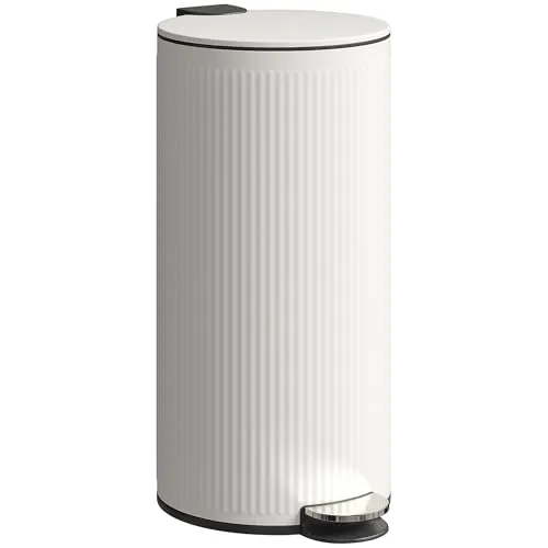 HOMCOM 30L Treteimer mit Softclose-Deckel und abnehmbarem Inneneimer, Cremeweiß - Praktischer 30L Treteimer mit leise schließendem Deckel und abnehmbarem Inneneimer für einfache Entsorgung. Ideal für Küche, Bad oder Büro – sorgt für eine ordentliche und elegante Umgebung.