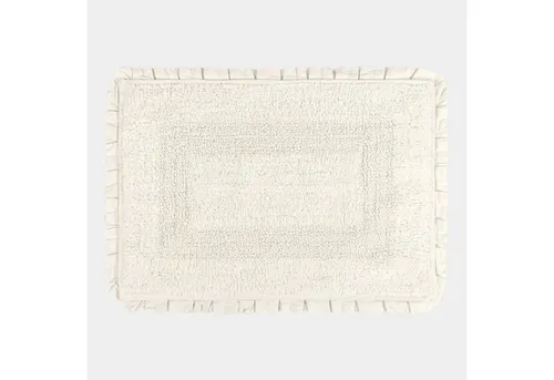 Mirabeau Badematte Jasmin weiß, 60 mm Höhe, 100% Baumwolle - Elegante Badematte mit romantischer Zierborte und Rüschen, die schnell trocknet. Aus reiner Baumwolle für besten Komfort. Verwandeln Sie Ihr Bad in eine stilvolle Wohlfühloase!