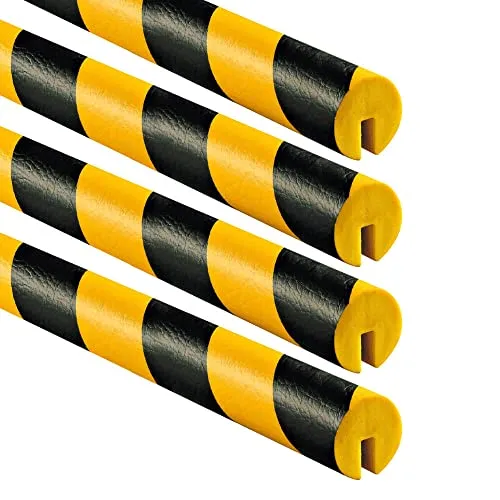 BIGPACK 4 x KNUFFI Kantenschutzprofil Typ B+, zum Aufstecken, gelb/schwarz, 1 m, Art.-Nr. 11011 | Kantenschutzprofil | Eckschutzprofil | Schutzprofil
