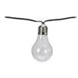 LED Lichterkette 7,5m IP-44 10 Kunststoff Glühbirnen Klar / Warmweiß