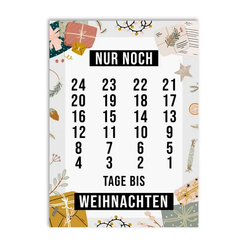 Postkarte Adventskalender NOCH 24 TAGE bis WEIHNACHTEN Weihnachtskalender Karte