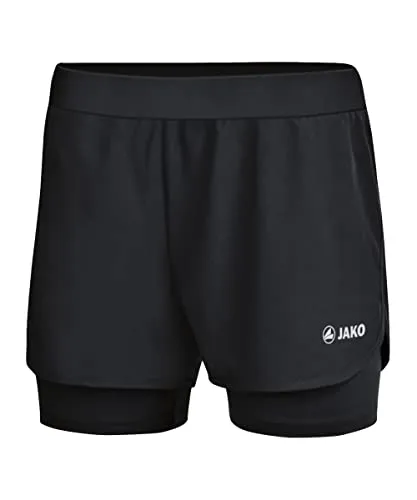JAKO 2-in-1 Trainingsshort Damen schwarz, 36 - Damen Hosen mit Innenslip für optimalen Tragekomfort, ideal für Sport und Freizeitaktivitäten.