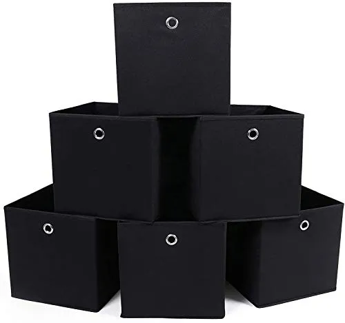 SONGMICS Faltboxen Set, 6 Stück, 30 x 30 x 30 cm, schwarz