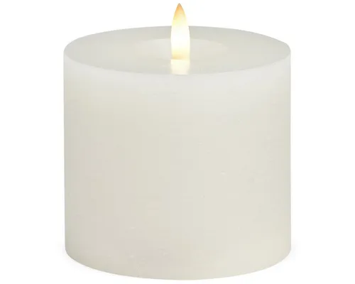 matches21 HOME & HOBBY LED-Kerze LED Stumpen-Kerze Echtwachs-Kerze flackernd, 10x9 cm, Weiß (1-tlg), Mit beweglicher Flamme, Fernbedienung & Timer für Adventskranz