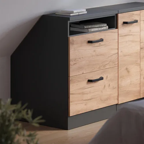Vicco Küchenschrank für Dachschrägen R-Line, Goldkraft Eiche, 60 cm