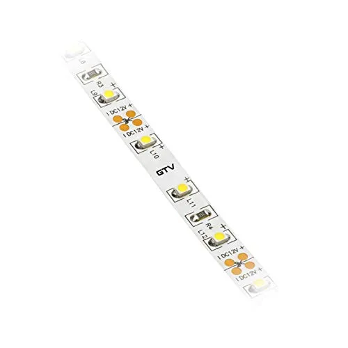 GTV LED Streifen 2m Flash 3528, Dimmbarer LED Strip mit 60 LEDsm, Selbstklebend, 12V DC, 4,8Wm, Lichtband Kaltweiß 6500K, IP20 für Innenräume