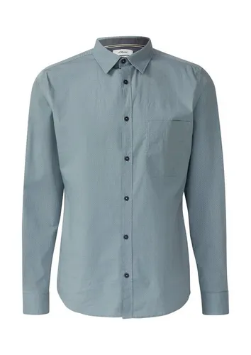 s.Oliver Slim Fit Baumwollhemd mit Kentkragen - Elegantes Slim Fit Hemd aus hochwertiger Baumwolle mit feinem Allovermuster. Perfekt für modische Anlässe, bietet es einen komfortablen Sitz und stilvolle Details wie eine Brusttasche und lange Ärmel.