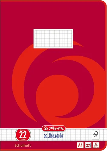 herlitz Schulheft x.book DIN A4 Lineatur 22 / kariert