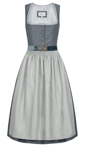 Nübler Dirndl midi Damen - Edda Blau, Größe 50 - Stilvolle Tracht für besondere Anlässe - Elegantes 2-teiliges Dirndl mit feiner Schürze und tailliertem Schnitt, ideal für festliche Anlässe. Das hochwertige Design kombiniert traditionellen Charme mit modischen Details, perfekt für das Oktoberfest oder Hochzeiten.