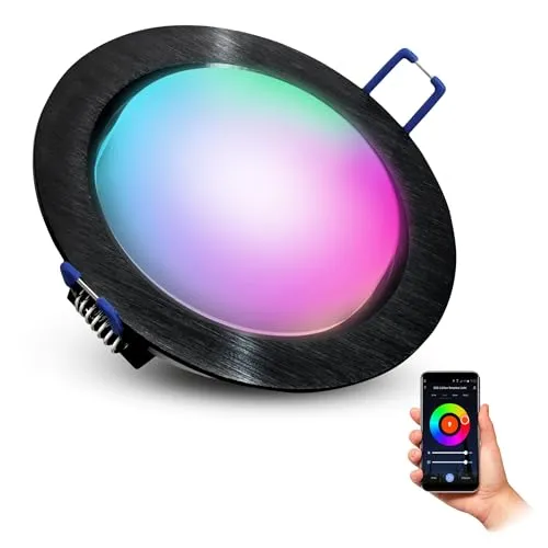 SSC-LUXon LED Einbaustrahler RX-3 Alu in Schwarz - Strahler mit Smart WLAN RGB LED und Dimmfunktion für individuelle Lichtgestaltung, ideal für stimmungsvolle Akzente in jedem Raum.