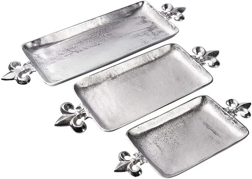 MichaelNoll Dekotablett Tablett Lilie - Aluminium Serviertablett in 3 Größen - Elegantes Dekotablett aus Aluminium in 48 cm, 60 cm oder 72 cm, ideal für stilvolle Präsentationen und dekorative Arrangements.