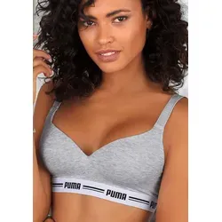 PUMA Damen BH in Grey Melange, Größe S - Funktionsunterwäsche mit gepolsterten Cups und verstellbaren Trägern für optimalen Komfort und Halt während des Trainings.