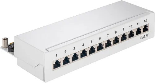 Goobay 93041 CAT 5e Mini/Desktop Patch Panel, 12 Port - Kompaktes 12-Port Patch Panel für einfache Netzwerkverbindungen. Werkzeuglose Montage und nummerierte Ports sorgen für optimale Kabelorganisation und schnellen Einsatz.
