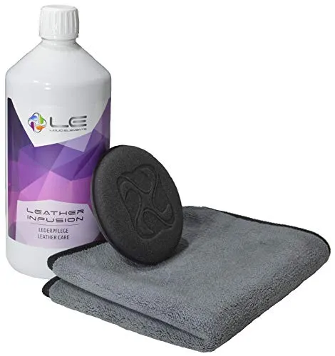 ADVANTUSE - Lederpflege Set - Liquid Elements Leather Infusion 500ml + Applikator + ADVANTUSE Mikrofasertuch