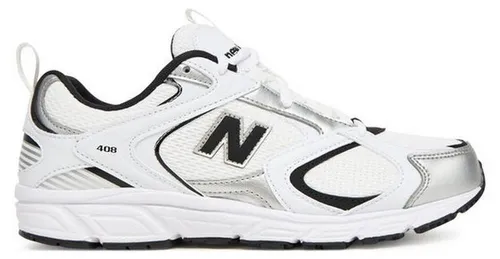 New Balance Herren 408 Sneaker – Weiß-Silber-Schwarz, 37 EU - Stylischer Sneaker im angesagten 2000er-Look mit C-CAP-Zwischensohle für optimalen Komfort und Unterstützung im Alltag.