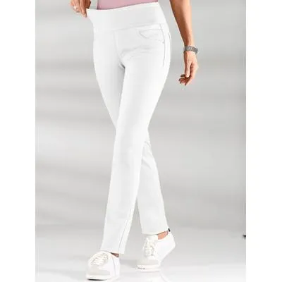 Schlupfhose CASUAL LOOKS, Damen, Gr. 36, Normalgrößen, weiß, 65% Baumwolle, 33% Polyester, 2% Elasthan, unifarben, lang, Hosen Schlupfhose