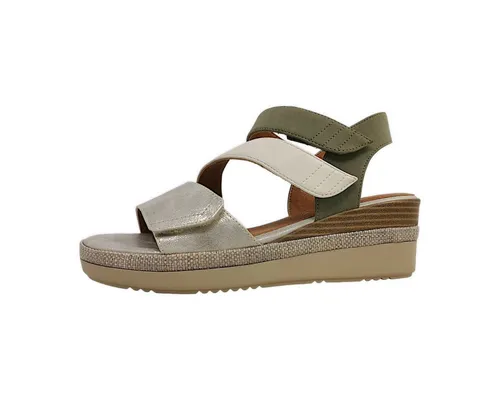 Jana Sandalette Sandale beige 38 EU - Wanderschuhe in Größe 38 EU, mit 5 cm Absatzhöhe und praktischem Klettverschluss. Ideal für Komfort und Stil bei Wanderungen.