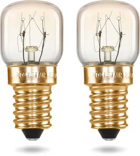 POPPSTAR Backofenlampe E14 40W hitzebeständig bis 300 Grad (2700K warmweiß, 430lm, 45x75mm), 2er-Pack