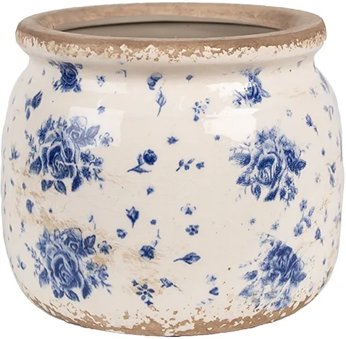 Clayre & Eef 6CE1659M Dekoration Blumentopf Ø 16x13 cm Beige Blau