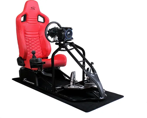 SIM Racing Cockpit Seat Pro Sim Rig SCHWARZ | Gaming Simulator Cockpit | Rennsimulator Lenkradständer Carbonfaser Optik Rot