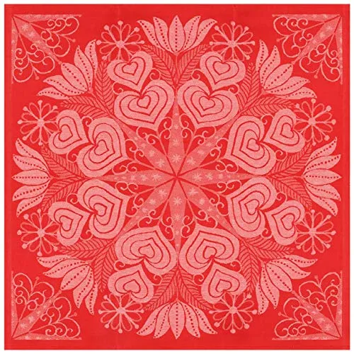 Ekelund Hjärtbo Mitteldecke 80x80 cm rot, weiß von Ekelund