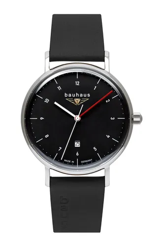 Bauhaus Herren Analog Uhr DJ-0083549 - Schwarz/Silber - Herrenuhr mit elegantem Edelstahlgehäuse, klassischem Design und 5 ATM wasserdicht. Ideal für jeden Anlass – vom Büro bis zur Freizeit.