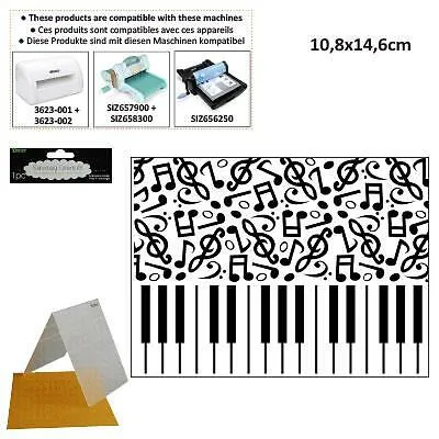 Darice Embossing - Prägeschablone 10,8x14,6cm piano notes