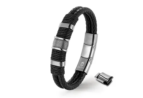 UNIQAL.de Lederarmband PREMIUM STYLE Geflochtenes Echtleder mit Edelstahl & Magnetverschluss (elegantes Accessoire für Männer, Business & Freizeit, Zeitlose Geschenkidee), handgefertigt in Deutschland