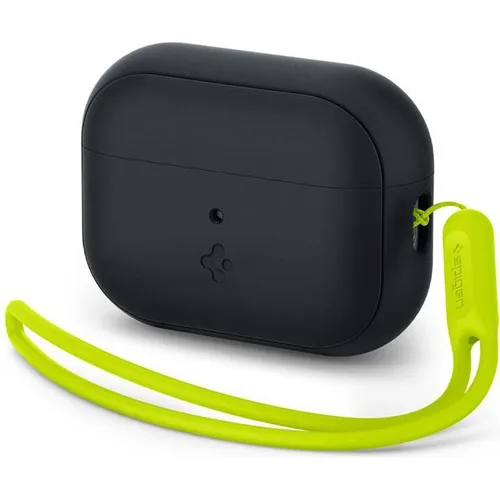 Spigen SILICONE FIT STRAP Apple AIRPODS PRO 1 / 2 BLACK/PHANTOM GREEN (Kopfhörer Tasche) (22750-0)