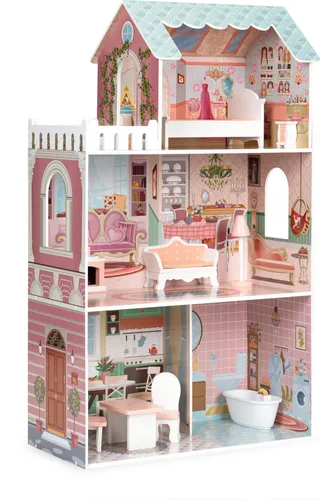 Großes Holz Puppenhaus Villa 3 Ebenen Ecotoys