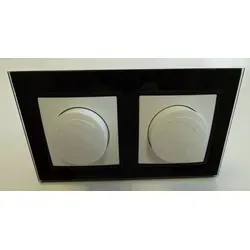 Abelka Nuovo schwarz GLAS 2 x Dimmer 20-300 Watt - Elegantes Design - 2-er Rahmen in elegantem Schwarz mit zwei Dimmern. Ideal für individuelle Lichtsteuerung und vielseitige Montage. Hochwertige Verarbeitung für stilvolle Akzente in Ihrem Zuhause.