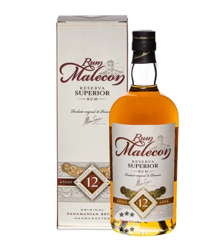 Rum Malecon Reserva Superior 12 Jahre - Brauner Rum aus Panama, 12 Jahre gereift für einen vollmundigen Geschmack. Ideal für Genießer und perfekt für Cocktails oder pur.