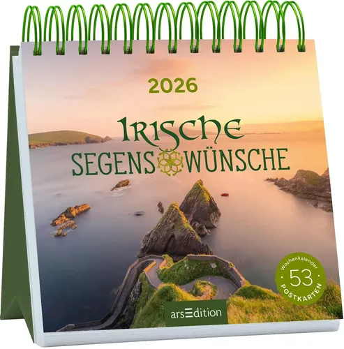 Postkartenkalender Irische Segenswünsche 2026 Kalender Spiralaufsteller 108 S.
