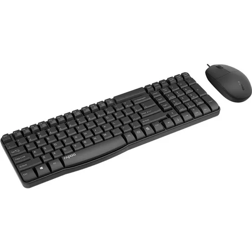 Rapoo NX1820 Tastatur- und Maus-Set schwarz - Spritzwassergeschützt mit 1600 DPI Sensor und deutschem QWERTZ Layout, ideal für Büro und Home-Office