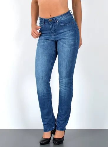 ESRA Straight-Jeans Premium High Waist Damen - Hochwertige Damen Straight Leg Jeans mit hohem Bund und elastischem Material für optimalen Tragekomfort. Ideal für Alltag und Freizeit, erhältlich bis Übergröße. Zeitloses Design in verschiedenen Farben.