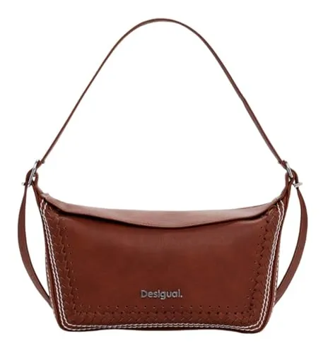 Desigual Trama Munich - Schultertasche 27.5 cm camel - Umhängetasche für Frauen, leicht und stilvoll, ideal für den Alltag. Mit einem Volumen von 4L und einem modernen Design in Camel.